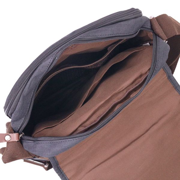 Вертикальная мужская сумка через плечо текстильная 21261 Vintage Черная 55145 фото