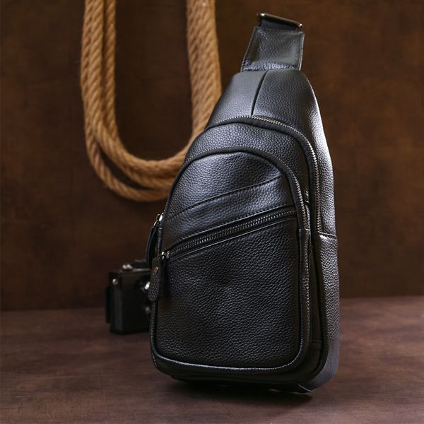 Стильна шкіряна чоловіча сумка через плече Vintage 20672 Чорний 20672 фото