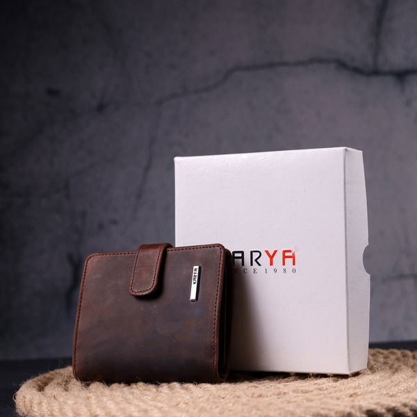 Компактний чоловічий гаманець із добротної вінтажної шкіри KARYA 21328 Коричневий 21328 фото