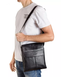 Мужская удобная вместительная кожаная сумка на плечо REK-074-Vermont черная REK-074-Vermont фото 2