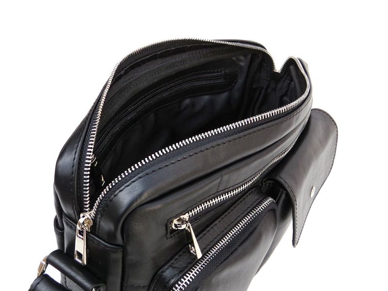 Чорна шкіряна сумка через плече формату А-4 Newery N9812GA N9812GA фото
