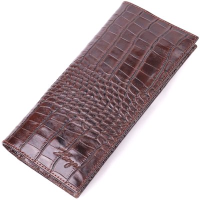 Интересный вертикальный бумажник из натуральной фактурной кожи KARYA 21434 Коричневый 21434 фото