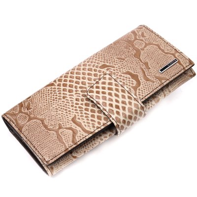 Лакований жіночий гаманець із натуральної фактурної шкіри KARYA 21026 Бежевий 21026 фото