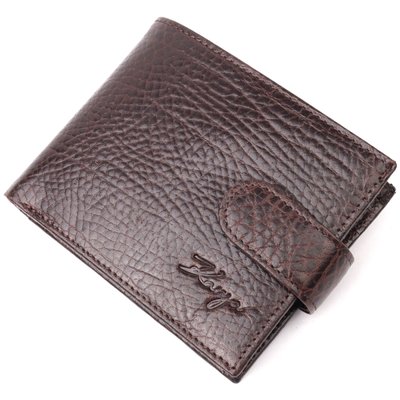 Чоловічий гаманець з хлястиком із натуральної шкіри KARYA 21076 Коричневий 21076 фото