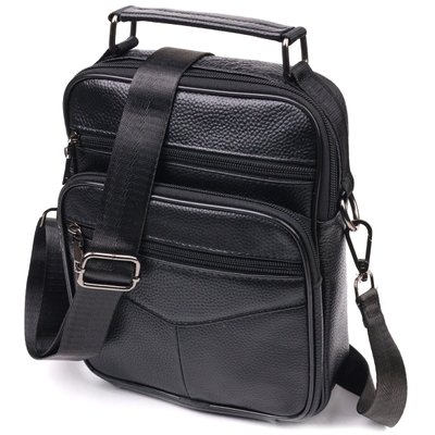 Вместительная мужская сумка кожаная 21271 Vintage Черная 21271 фото