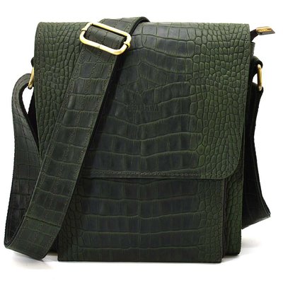 Шкіряна сумка через плече RepE-3027-4lx бренду TARWA зелений колір рептилія RepE-3027-4lx фото