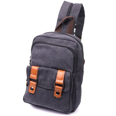 Практичная сумка-рюкзак с двумя отделениями из плотного текстиля Vintage 22162 Черный 56798 фото