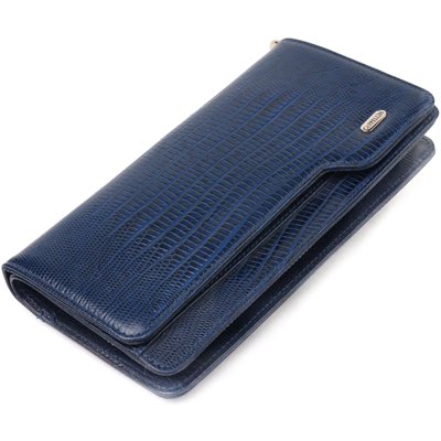 Добротное портмоне клатч из натуральной фактурной кожи CANPELLINI 21542 Синее 21542 фото