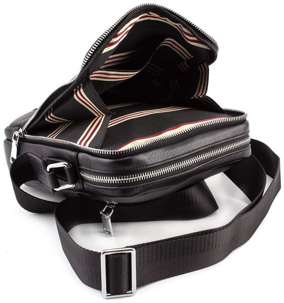 Чёрная кожаная сумка мессенджер на два отделения Marco Coverna 7705-1A black 7705-1A black фото