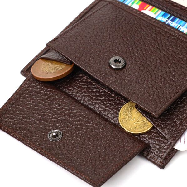 Компактний чоловічий гаманець із натуральної зернистої шкіри без застібки BOND 21989 Коричневий 21989 фото