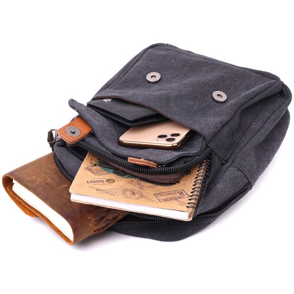Практична сумка-рюкзак з двома відділеннями із щільного текстилю Vintage 22162 Чорний 56798 фото