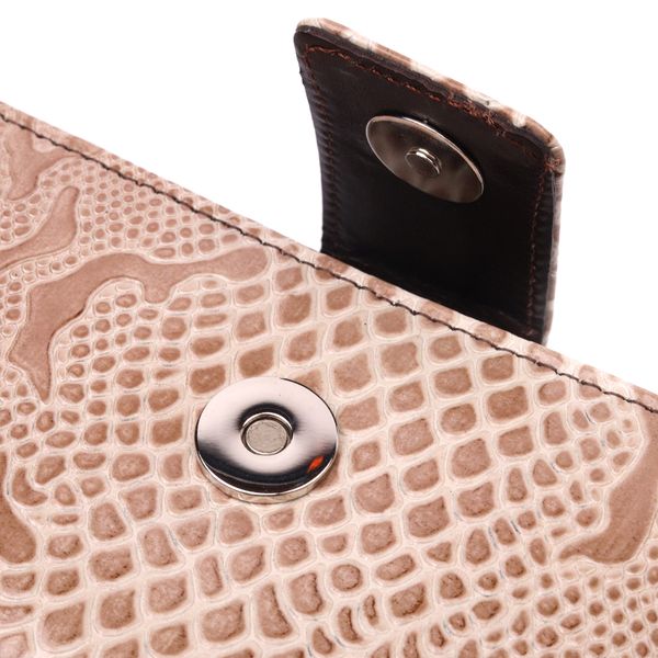 Лакированный женский кошелек из натуральной фактурной кожи KARYA 21026 Бежевый 21026 фото