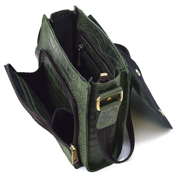 Шкіряна сумка через плече RepE-3027-4lx бренду TARWA зелений колір рептилія RepE-3027-4lx фото