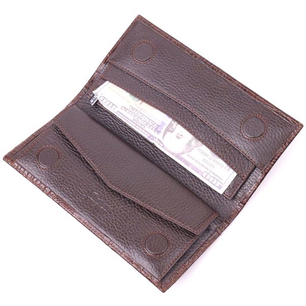 Цікавий вертикальний гаманець із натуральної фактурної шкіри KARYA 21434 Коричневий 21434 фото