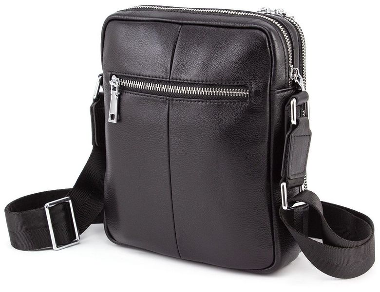 Чорна шкіряна сумка месенджер на два відділення Marco Coverna 7705-1A black 7705-1A black фото