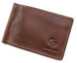 Коньячный кожаный зажим для денег с монетницой Grande Pelle 125623 125623 фото