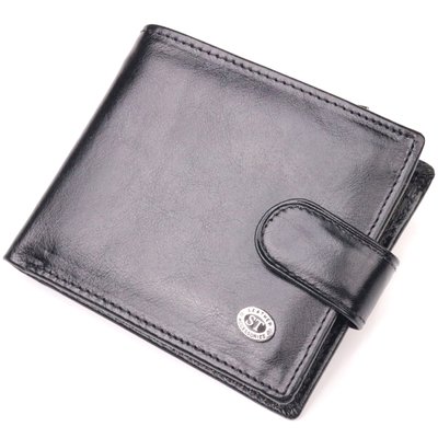 Надежный мужской бумажник из натуральной гладкой кожи ST Leather 19408 Черный 19408 фото