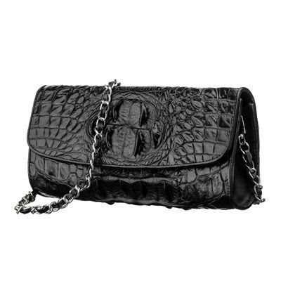 Сумка клатч CROCODILE LEATHER 18242 из натуральной кожи крокодила Черная 18242 фото