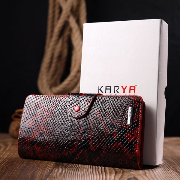 Яскраве жіноче портмоне із натуральної фактурної шкіри під змію KARYA 21003 Червоний 21003 фото