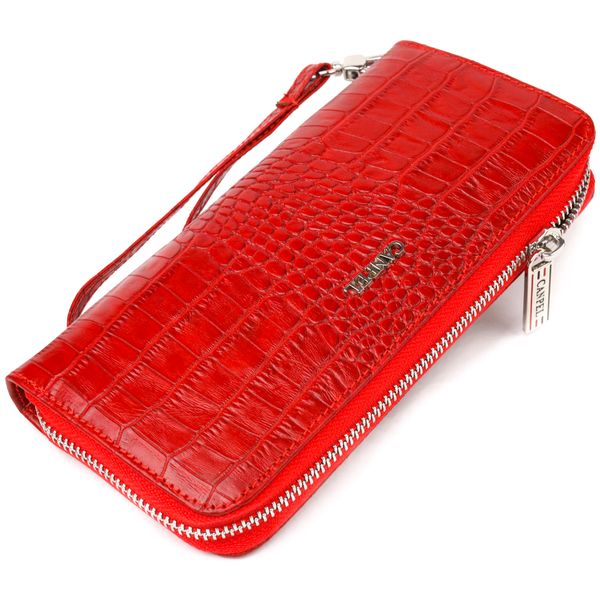 Горизонтальний яскравий гаманець для жінок із натуральної фактурної шкіри під крокодила CANPELLINI 21621 Червоний 21621 фото