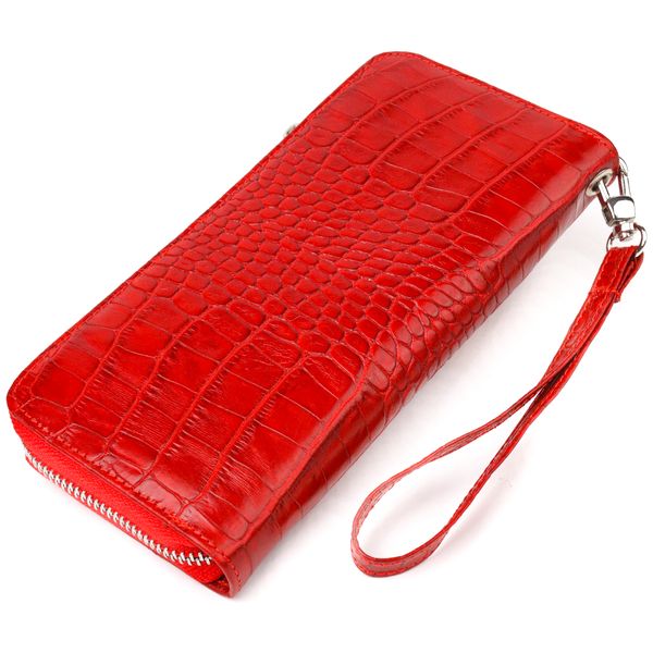 Горизонтальний яскравий гаманець для жінок із натуральної фактурної шкіри під крокодила CANPELLINI 21621 Червоний 21621 фото