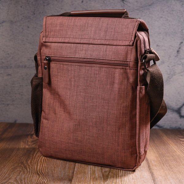 Вместительная мужская сумка из текстиля 21262 Vintage Коричневая 55146 фото