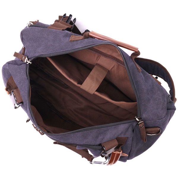Великий рюкзак-трансформер у стилі мілітарі із щільного текстилю Vintage 22157 Чорний 56793 фото