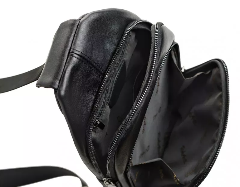 Кожаная мужская сумка на плечо слинг REK-018-2-Vermont черная REK-018-2-Vermont фото