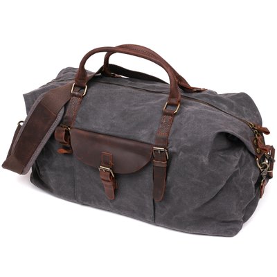 Стильная дорожная сумка с карманом Vintage 20114 Серая 20114 фото