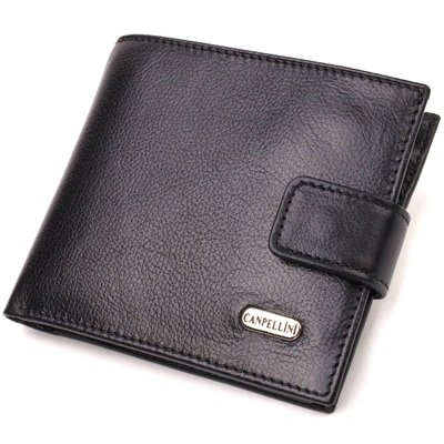 Практичний гаманець для чоловіків горизонтального формату з натуральної гладкої шкіри CANPELLINI 21772 Чорний 21772 фото