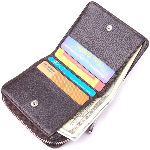 Практичний жіночий гаманець із монетницею на блискавці з натуральної шкіри KARYA 21412 Коричневий 21412 фото