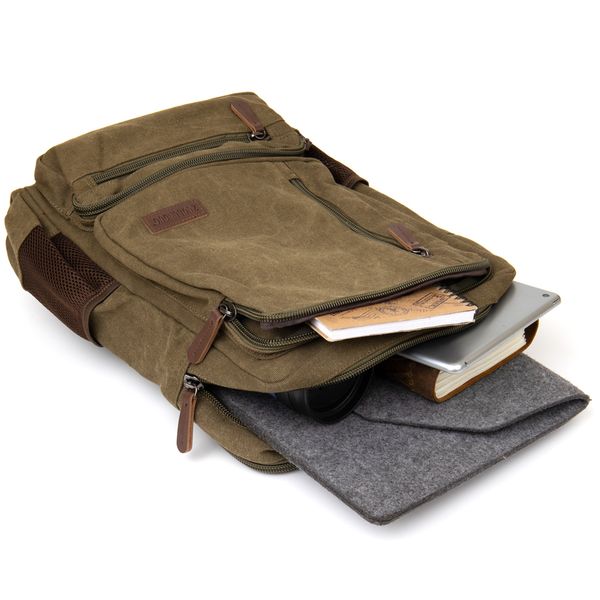Рюкзак текстильный дорожный унисекс на два отделения Vintage 20612 Зеленый 48987 фото