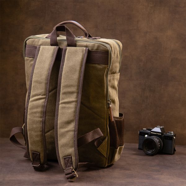 Рюкзак текстильний дорожній унісекс на два відділення Vintage 20612 Зелений 48987 фото