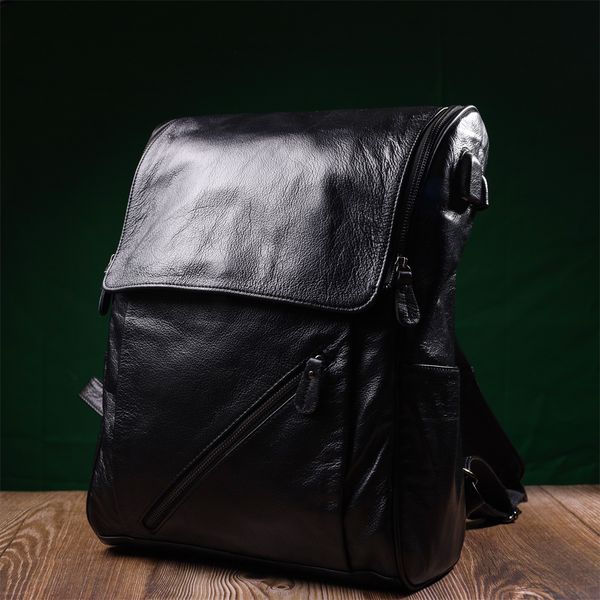 Місткий рюкзак з натуральної шкіри Vintage 22249 Чорний 22249 фото