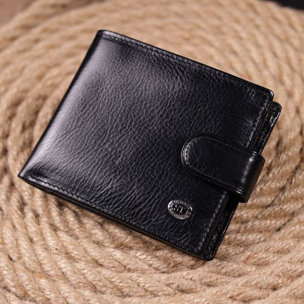 Мужской бумажник из натуральной гладкой кожи в два сложения ST Leather 19409 Черный 19409 фото