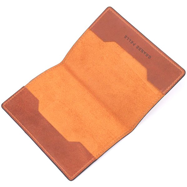 Эксклюзивная обложка на паспорт из винтажной кожи Сердце GRANDE PELLE 16726 Светло-коричневая 16726 фото