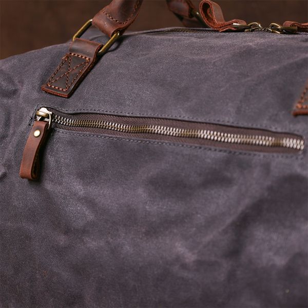 Стильна дорожня сумка з кишенею Vintage 20114 Сіра 20114 фото