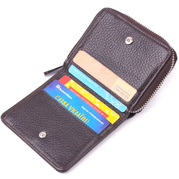 Практичний жіночий гаманець із монетницею на блискавці з натуральної шкіри KARYA 21412 Коричневий 21412 фото
