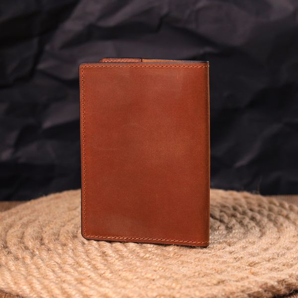 Ексклюзивна обкладинка на паспорт із вінтажної шкіри Серце GRANDE PELLE 16726 Світло-коричнева 16726 фото