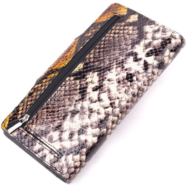 Незвичайне жіноче портмоне з натуральної фактурної шкіри під змію KARYA 21004 Різнокольоровий 21004 фото