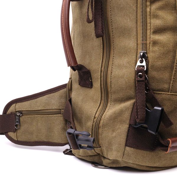 Вместительный рюкзак-трансформер в стиле милитари из плотного текстиля Vintage 22158 Оливковый 56794 фото