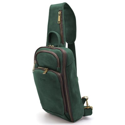 Кожаный рюкзак слинг на одно плечо TARWA RE-0910-4lx зеленый цвет RE-0910-4lx фото