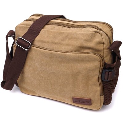 Функциональная мужская сумка мессенджер из плотного текстиля Vintage 22206 Песочный 56839 фото