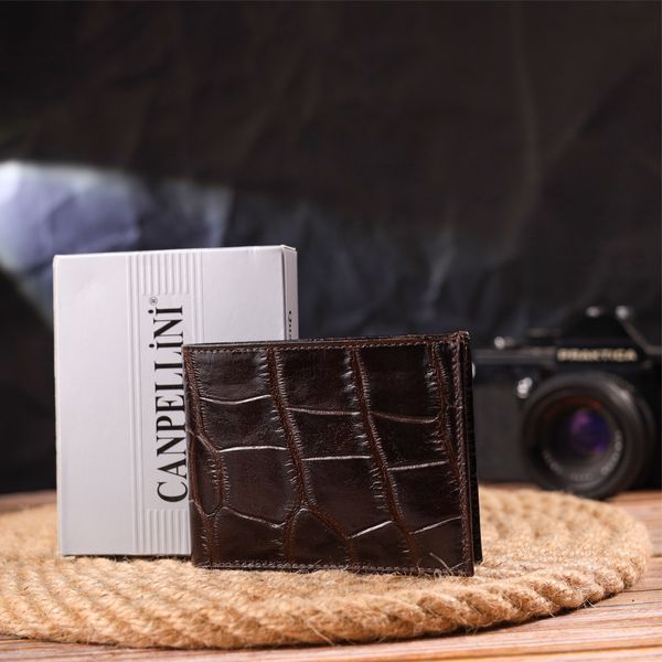 Мініатюрне чоловіче портмоне із натуральної фактурної шкіри CANPELLINI 21521 Коричневе 21521 фото