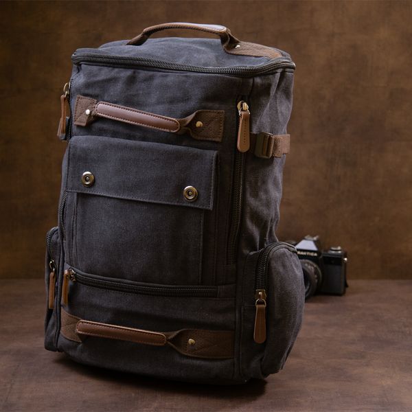 Рюкзак текстильний дорожній унісекс з ручками Vintage 20663 Чорний 49038 фото