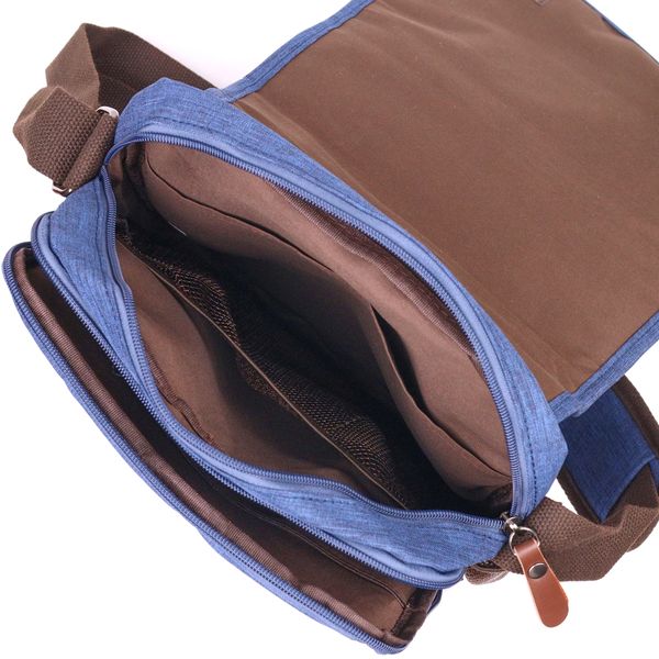 Цікава чоловіча сумка через плече із текстилю 21264 Vintage Синя 55148 фото