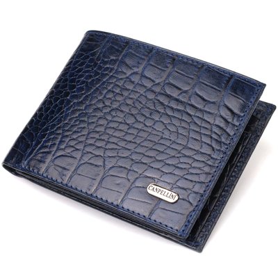 Гарний гаманець для чоловіків з натуральної шкіри з тисненням під крокодила CANPELLINI 21924 Синій 21924 фото