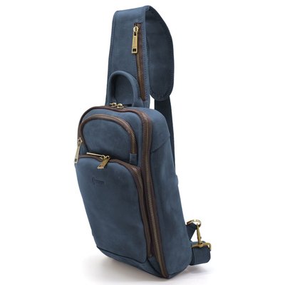 Кожаный рюкзак слінг на одно плечо TARWA RK-0910-4lx синий цвет RK-0910-4lx фото