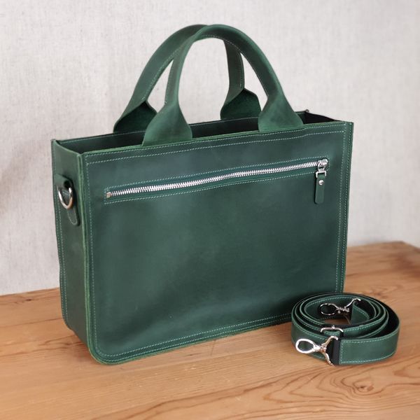 Женская кожаная деловая сумка SGE WA4 002 green зелена WA4 002 green фото