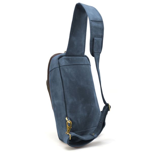 Шкіряний рюкзак слінг на одне плече TARWA RK-0910-4lx синій колір RK-0910-4lx фото
